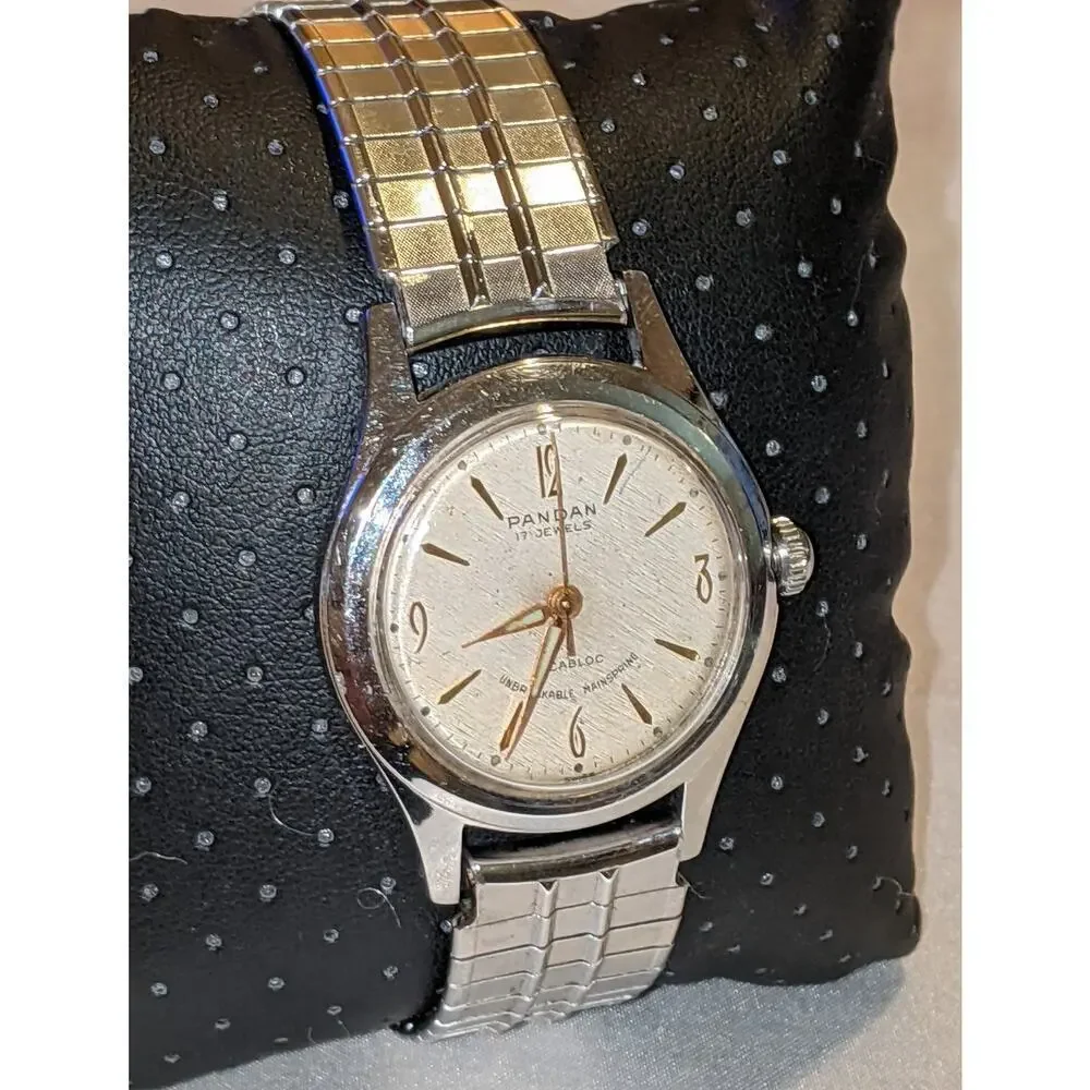 Vintage Pandan Mens Incabloc Mechanical Watch Swiss 17 Jewels Stainless Running
